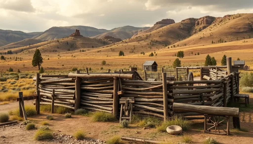 A replica of a historical stockade in the Black Hills, representing the area's gold rush history.