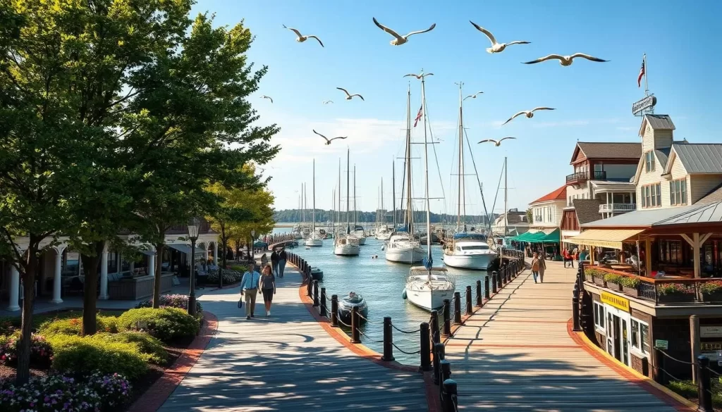 A sun-dappled boardwalk snakes through a picturesque harbor, lined with charming local shops and inviting waterfront restaurants. Sailboats and fishing boats sway gently in the calm waters, while seagulls soar overhead. Lush green trees and blooming flowers frame the scene, creating a serene and inviting atmosphere. The boardwalk is bustling with strolling pedestrians enjoying the scenic views and mild coastal breeze. Capture the tranquil charm and vibrant energy of downtown Guntersville's waterfront through a wide-angle lens, showcasing the harmony of nature and community. A sun-dappled boardwalk snakes through a picturesque harbor, lined with charming local shops and inviting waterfront restaurants. Sailboats and fishing boats sway gently in the calm waters, while seagulls soar overhead. Lush green trees and blooming flowers frame the scene, creating a serene and inviting atmosphere. The boardwalk is bustling with strolling pedestrians enjoying the scenic views and mild coastal breeze. Capture the tranquil charm and vibrant energy of downtown Guntersville's waterfront through a wide-angle lens, showcasing the harmony of nature and community.