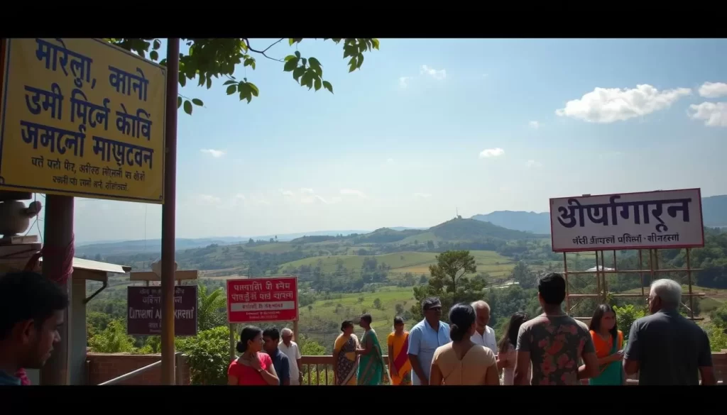 A sunlit scene showcasing the official languages of Tripura, India. In the foreground, vibrant signs and billboards display text in Bengali, English, and Kokani scripts, reflecting the region's linguistic diversity. The middle ground features people from various backgrounds engaged in lively conversations, highlighting the multilingual nature of daily life. In the background, a picturesque landscape with lush greenery, rolling hills, and a clear blue sky sets the tranquil atmosphere. The overall composition conveys the harmonious coexistence of Tripura's official languages, captured with a warm, documentary-style aesthetic and natural lighting.