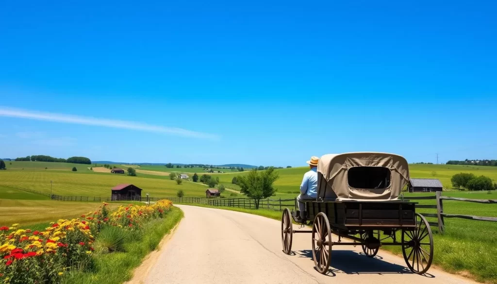 An Amish buggy ride through the picturesque countryside of Lancaster County.