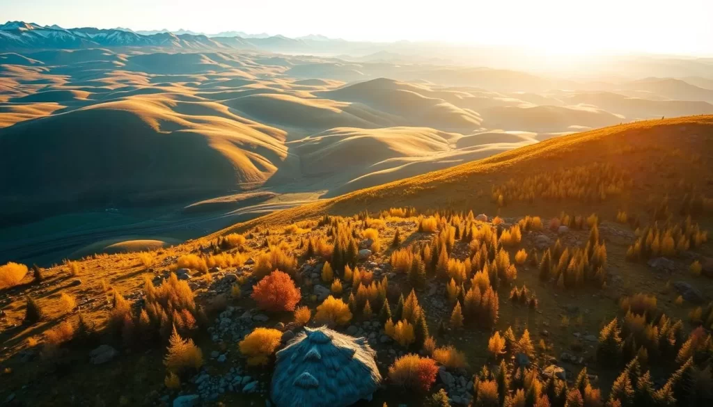 An aerial view of the Alaskan landscape, with rolling hills and snow-capped mountains in the distance. In the foreground, a vibrant mosaic of diverse dialects and linguistic traditions represented by distinct groups of people, each with their unique cultural heritage. The scene is illuminated by warm, natural sunlight, casting a golden glow over the scene. The overall impression is one of unity and harmony, showcasing the rich tapestry of linguistic diversity that has evolved in this remote, yet culturally vibrant, region of the United States.