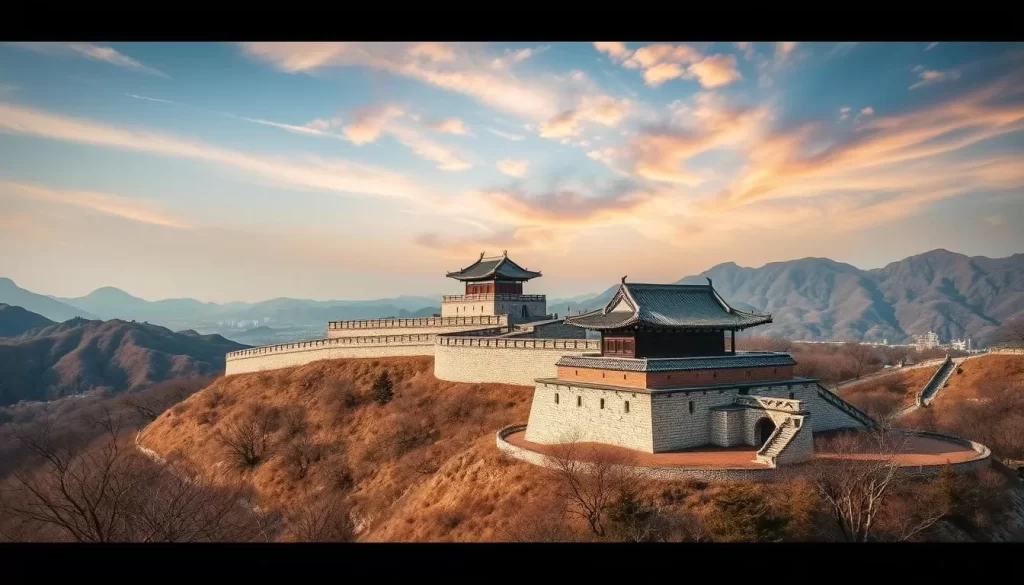 An image of Busosanseong Fortress in Buyeo, South Korea, highlighting its historical significance.