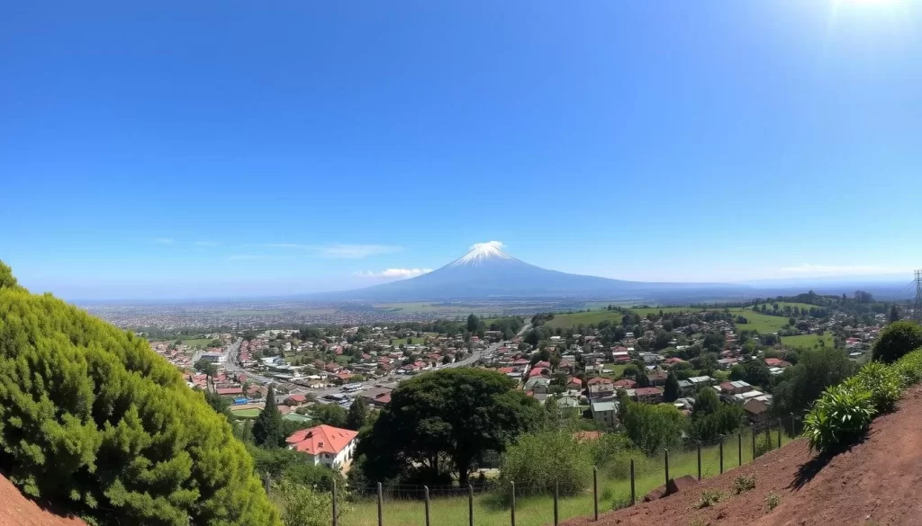 An image of Nyeri Hill with a panoramic view of Nyeri town and Mount Kenya in the background.