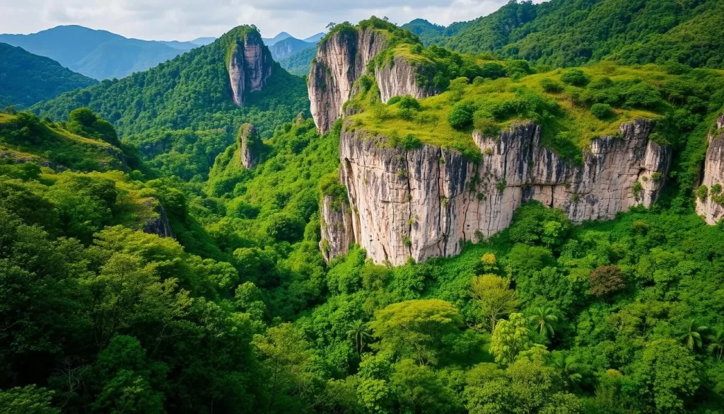 An image of Perlis State Park's lush forest and limestone hills