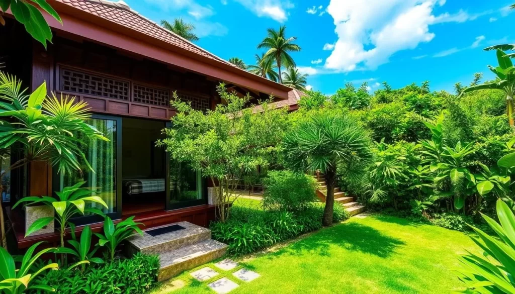 An image of Rayavadee Resort's private villa with lush greenery and a serene atmosphere.