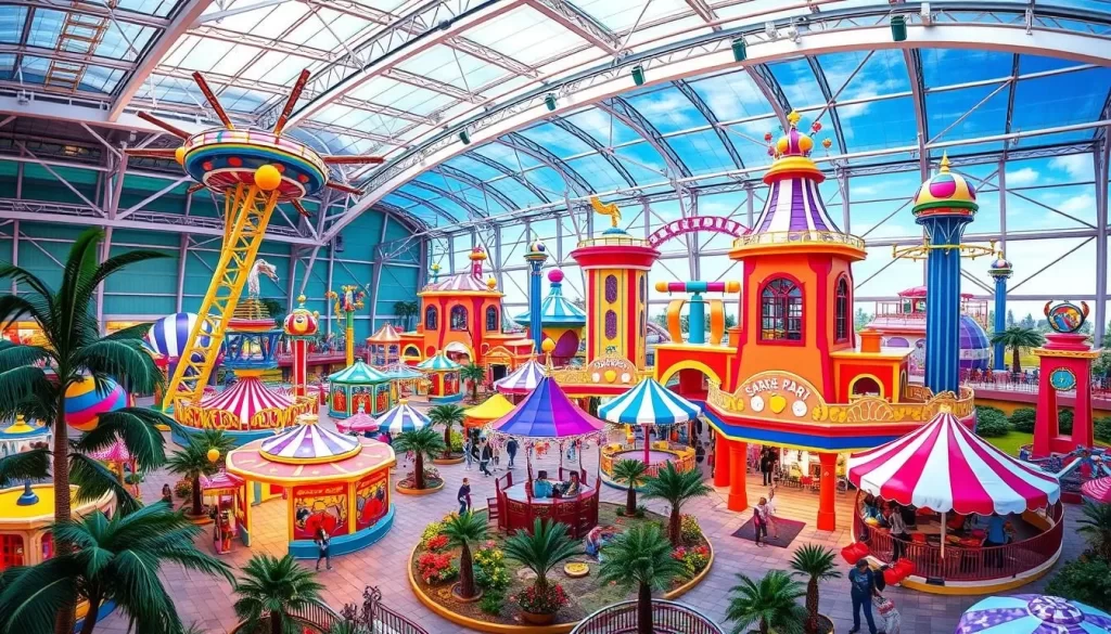 An image of Skytropolis Indoor Theme Park with its various indoor rides and attractions