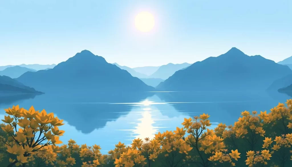 An image of Sun Moon Lake with a serene atmosphere and surrounding mountains.