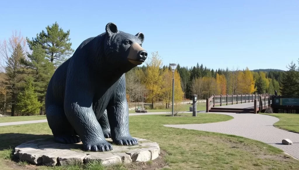 An image of a bear sculpture on the WidziMisie Sculpture Trail in Białystok.