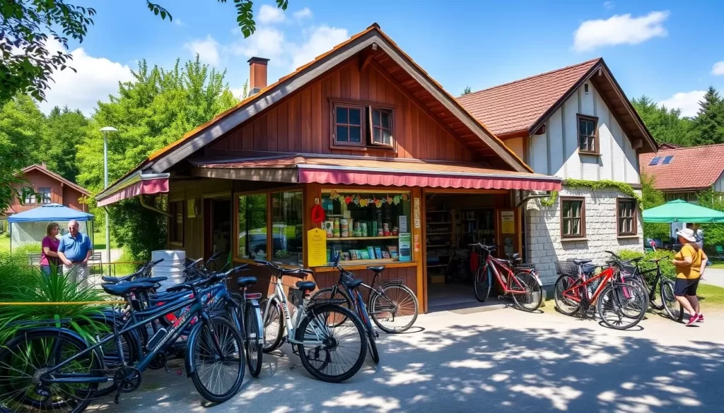 An image of a bike rental shop in Bialowieza