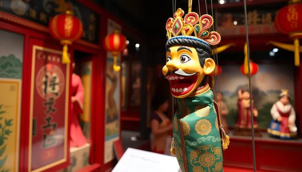 An image of a hand puppet on display at the Yunlin Hand Puppet Museum