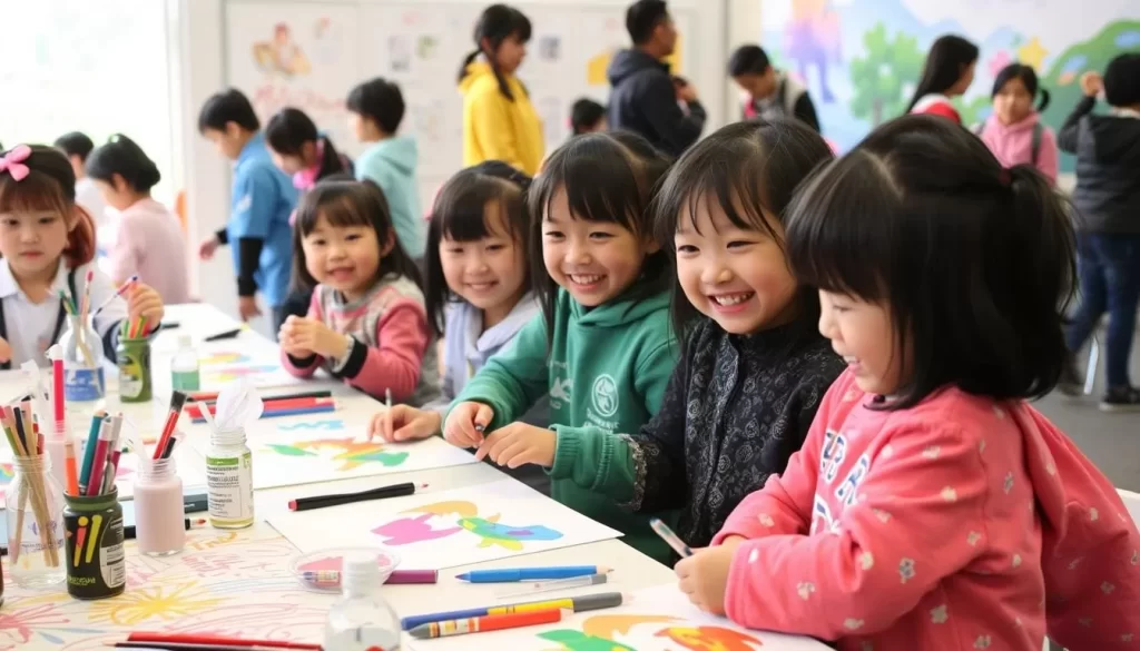 An image of children participating in an art workshop at the Gangneung International Junior Art Festival.