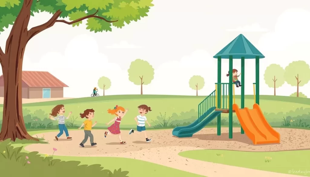An image of children playing at Ankeny Miracle Park, with accessible playground equipment.
