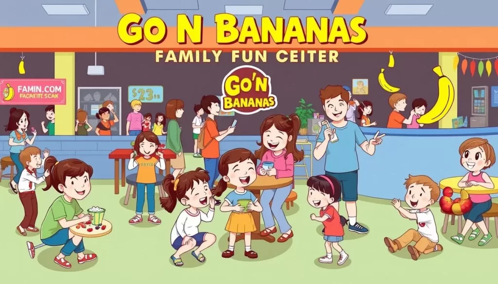 An image of families enjoying activities at Go N Bananas Family Fun Center.