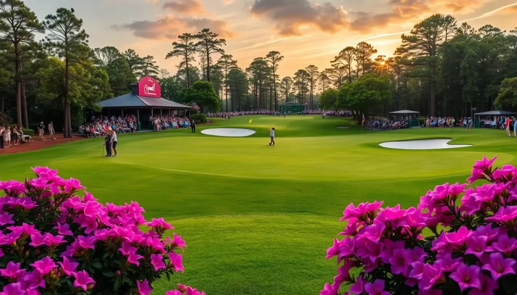 An image of the Augusta National Golf Club course during the Masters Golf Tournament