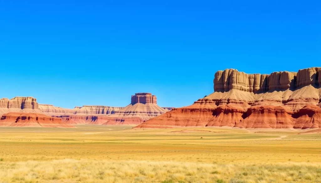 An image of the Badlands National Park landscape with its unique rock formations and vast prairie.
