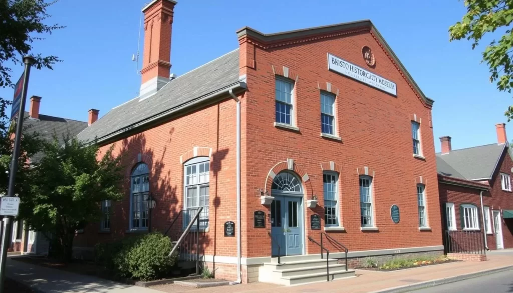 An image of the Bristol Historical Society Museum, housed in a historic brick building.