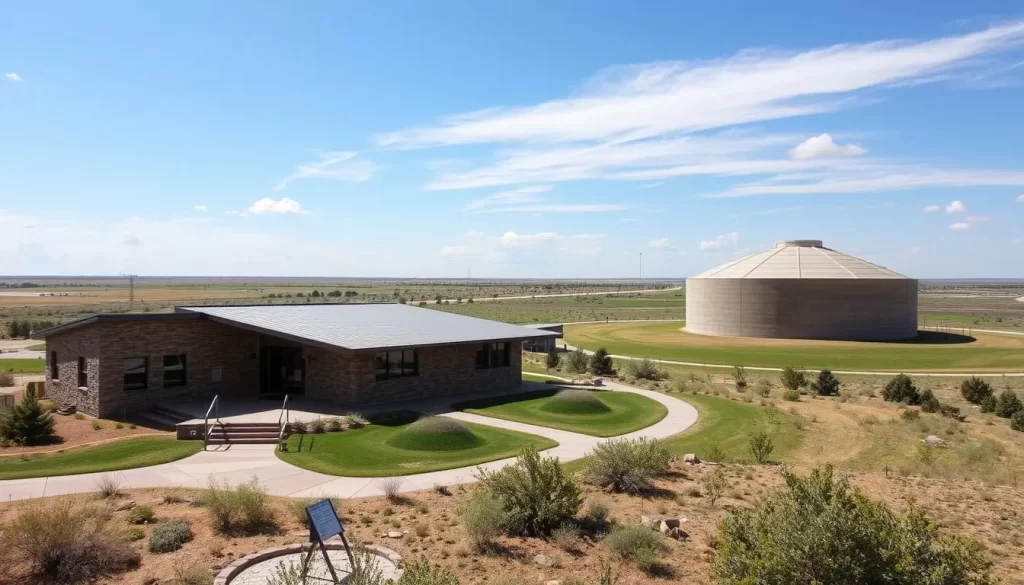An image of the Minuteman Missile National Historic Site, showing the Visitor Center or the Delta-09 Missile Silo.