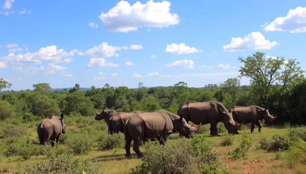 An image of the Mkomazi Rhino Sanctuary, showcasing rhinos in their habitat.