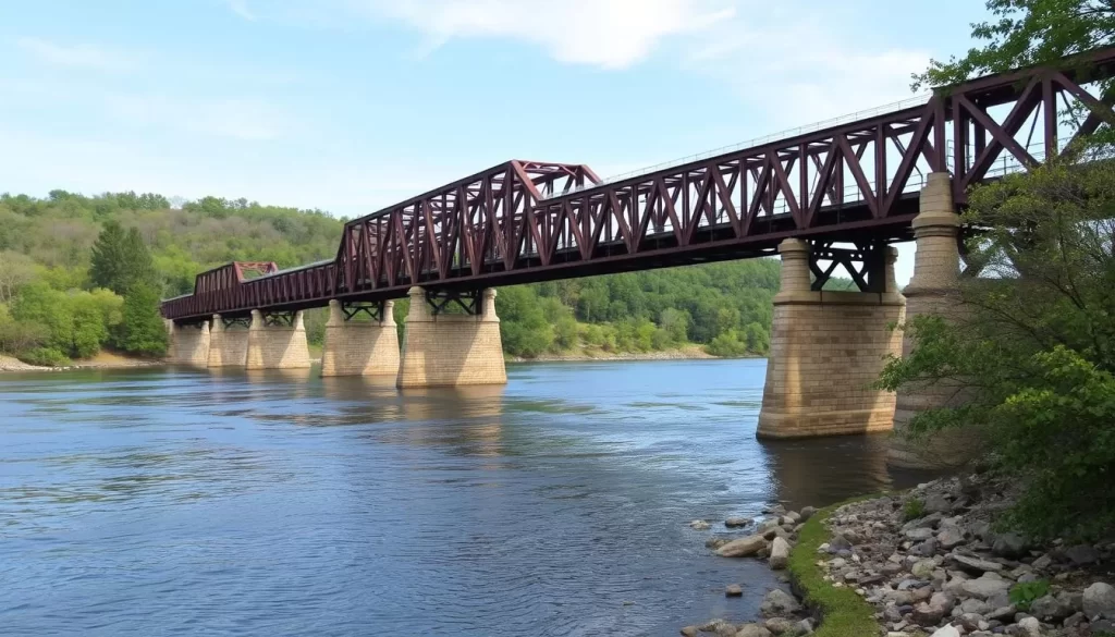 An image of the Old Railroad Bridge spanning across the Tennessee River.
