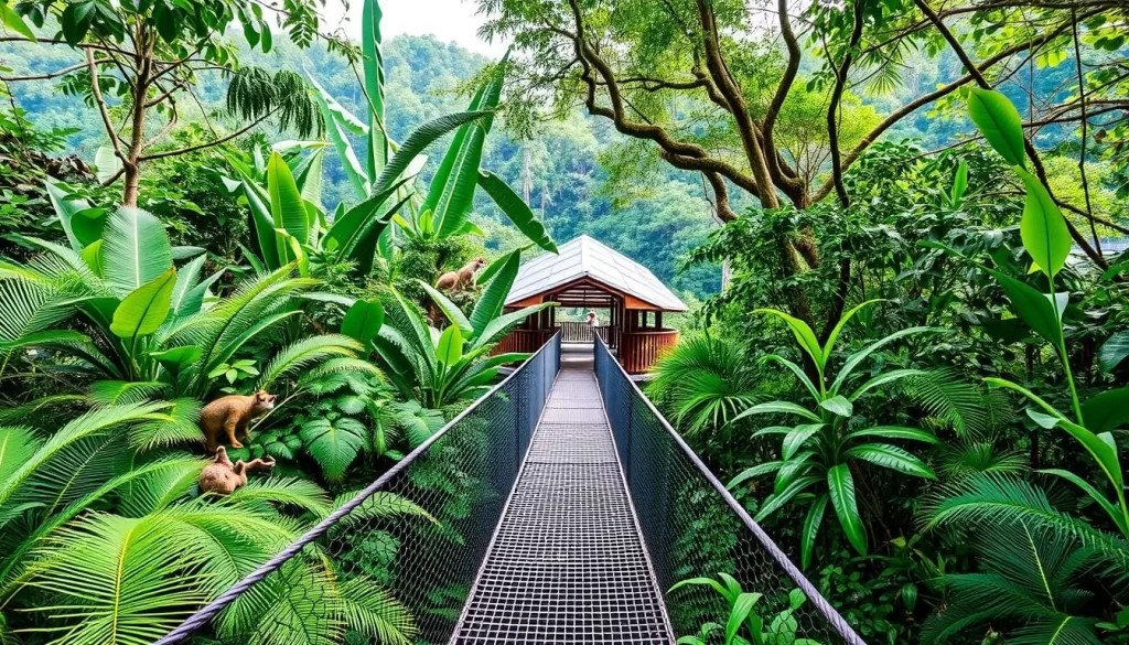 An image of the Rainforest Discovery Centre's canopy walkway