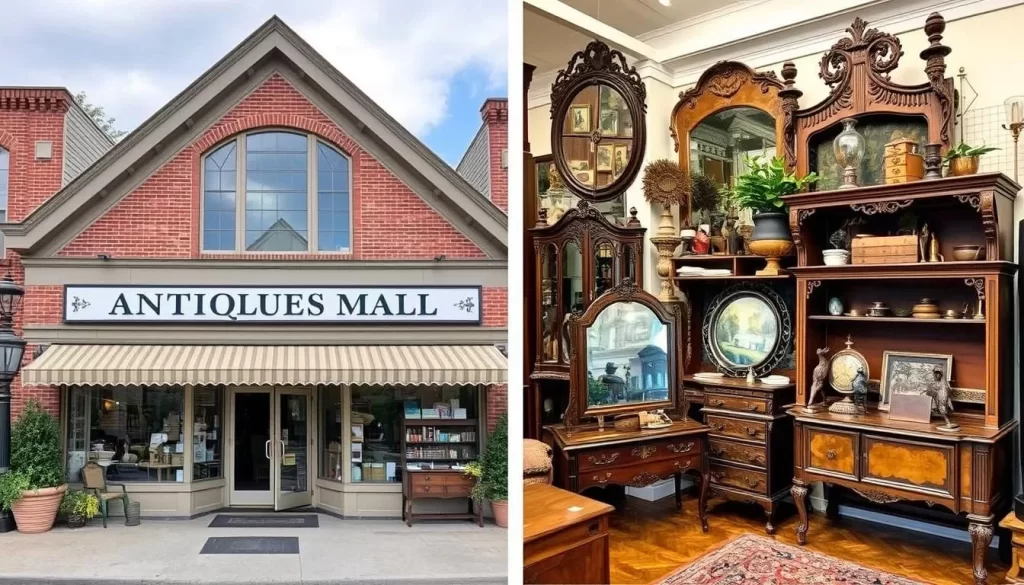 An image of the Rhode Island Antiques Mall's exterior or a notable antique display inside.