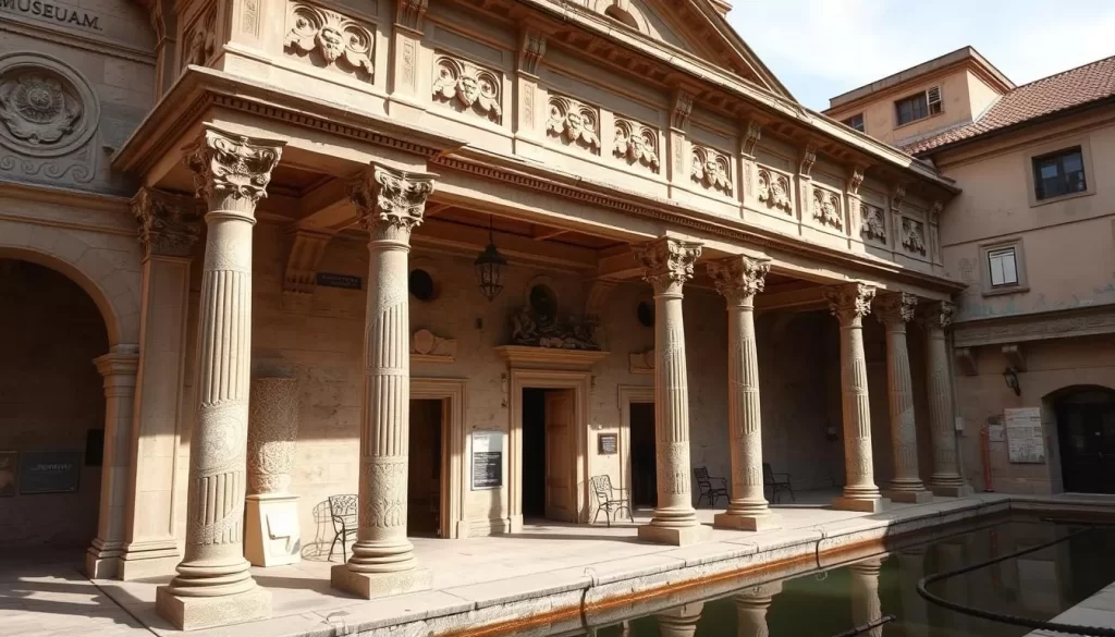An image of the Side Museum's exterior, showcasing its 2nd-century Roman bathhouse architecture.