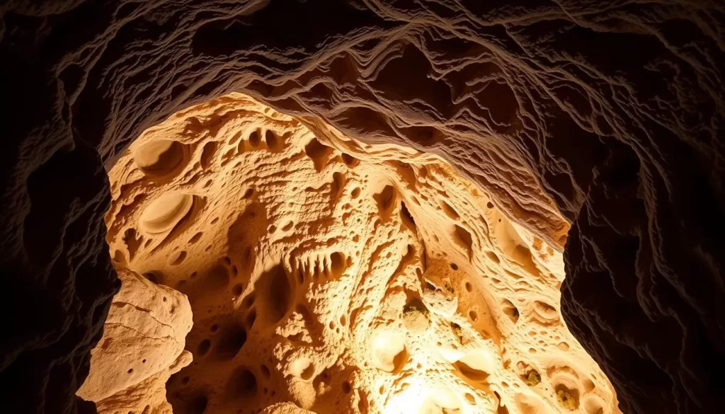 An image of the Wind Cave National Park's boxwork cave formations.