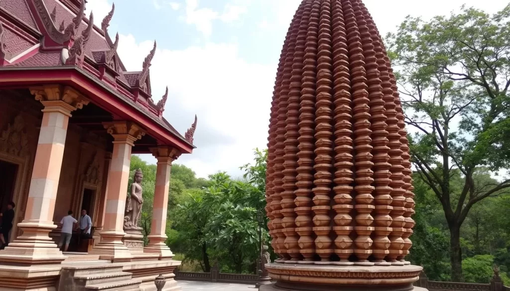 An image of the corn-cob shaped prang at Wat Phra Si Rattana Mahathat in Si Satchanalai Historical Park.