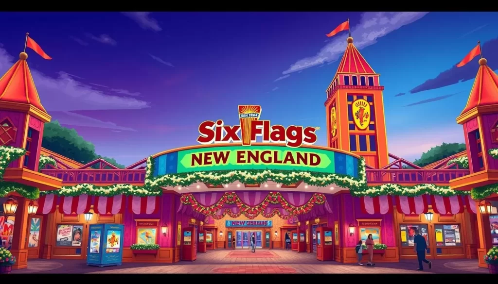 An image of the entrance to Six Flags New England
