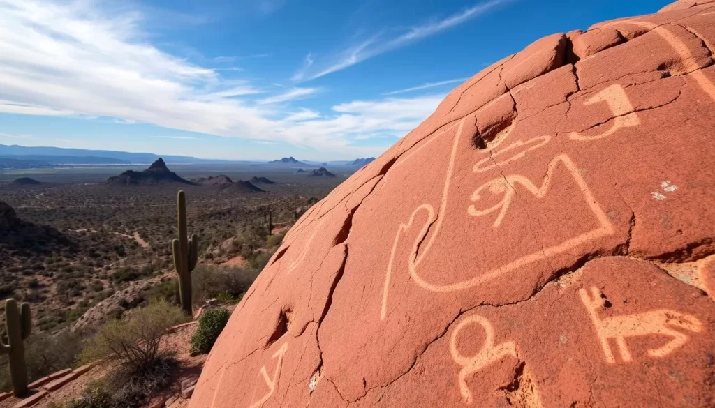 Ancient petroglyphs at Signal Hill in Saguaro National Park