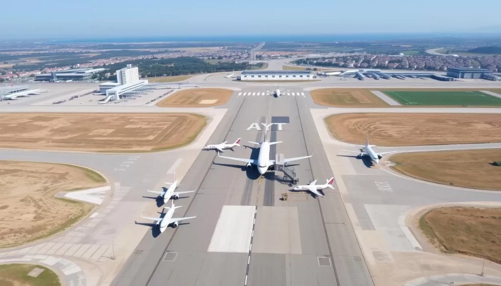 Antalya Airport (AYT) with planes on the runway