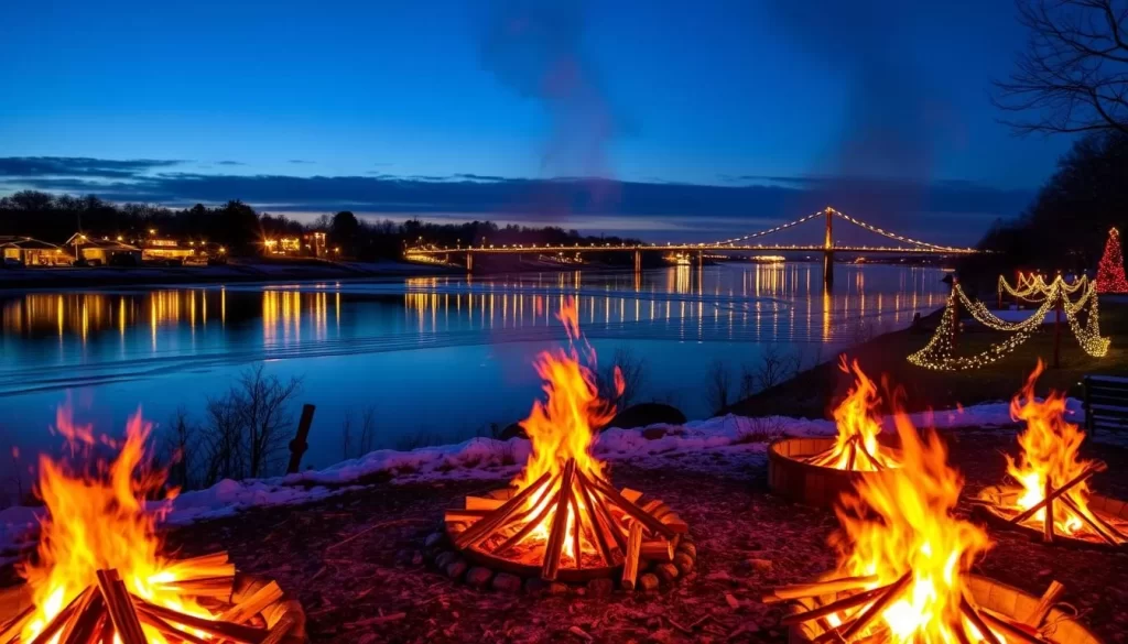 Christmas Eve bonfires Mississippi River image