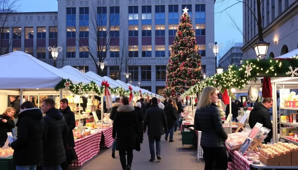 Christmas Fair at Civic Center Plaza with numerous vendors