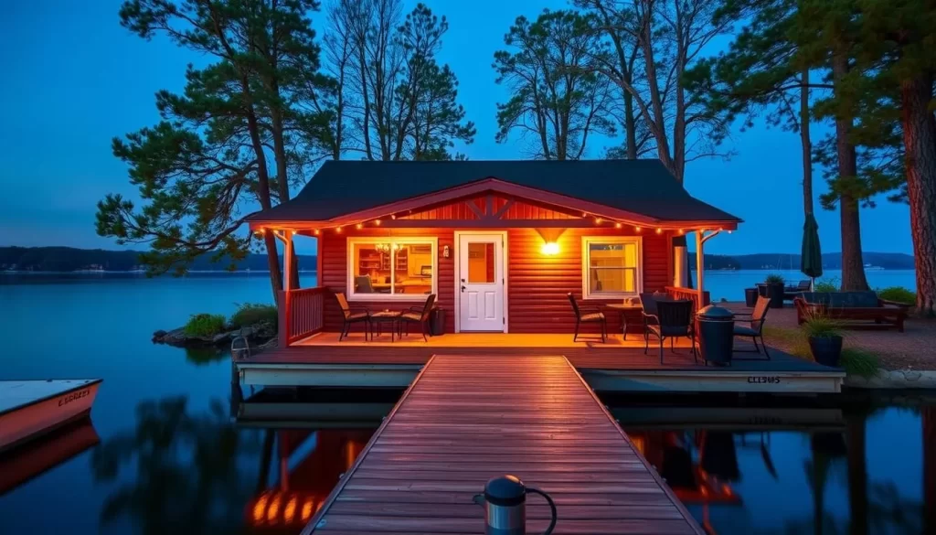 Cozy lakeside cabin with a private dock and stunning views of Lake Hubert