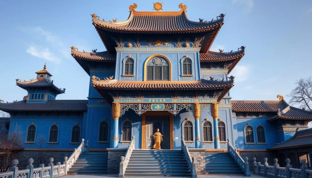 Envision the intricate details and craftsmanship that went into building the Blue Mansion, a true masterpiece of Chinese architecture.