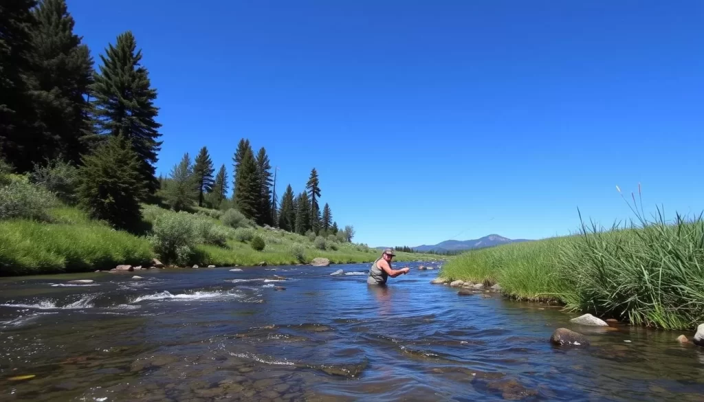 Fishing in a mountain stream in the Black Hills National Forest