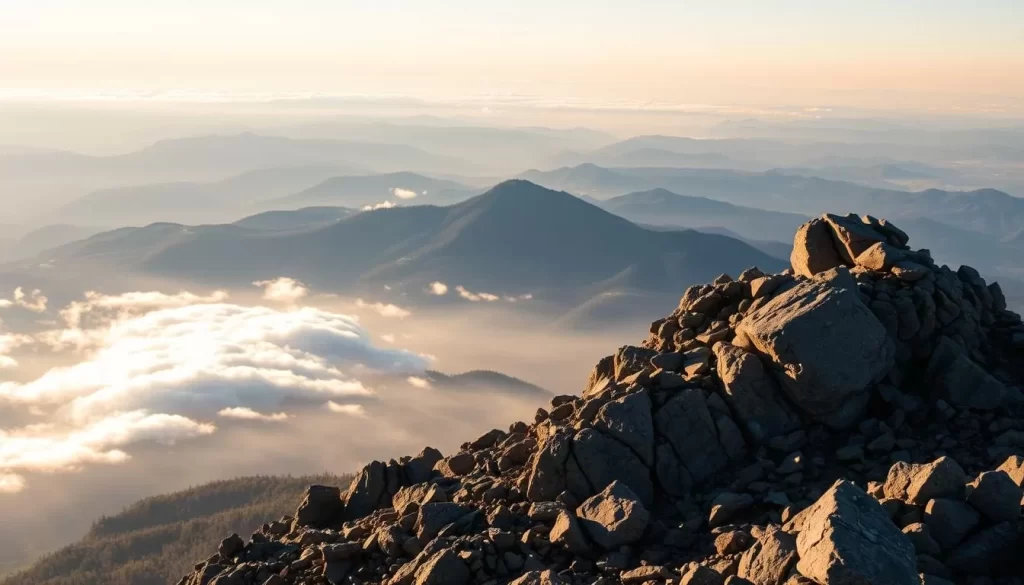 Generate an image of Black Elk Peak's summit with panoramic views.