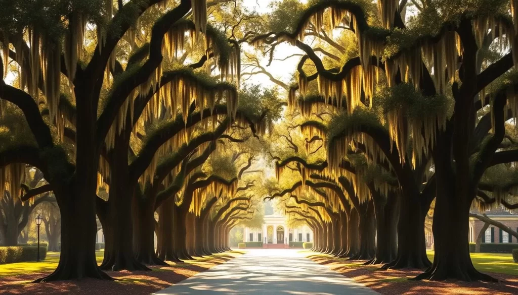 Generate an image of Boone Hall Plantation's Avenue of Oaks.