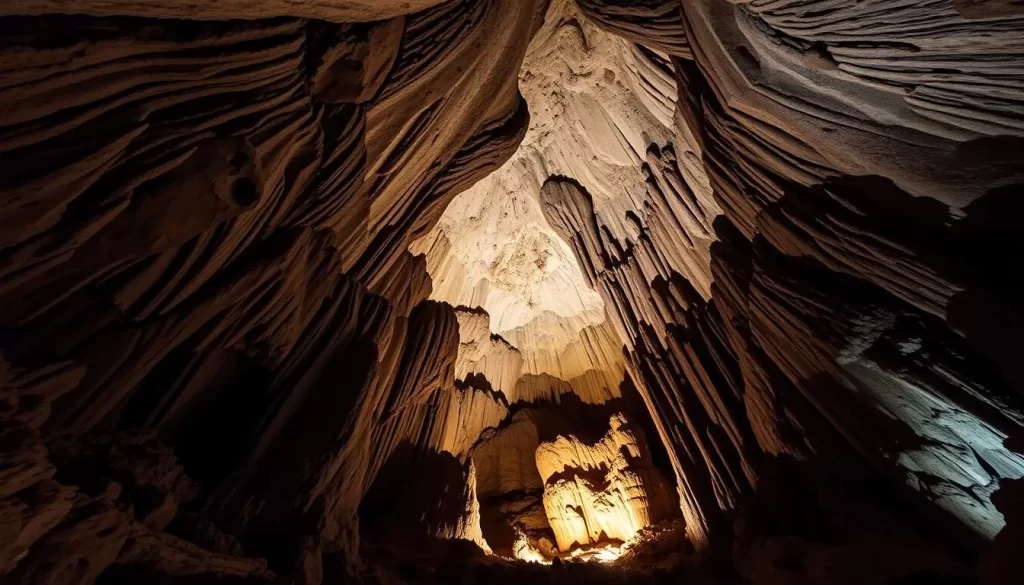 Generate an image of Cathedral Caverns State Park's main cavern Generate an image of Cathedral Caverns State Park's main cavern