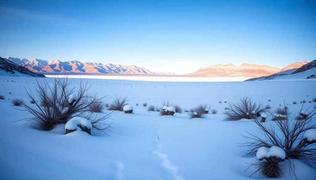 Generate an image of Death Valley National Park during a serene winter day.