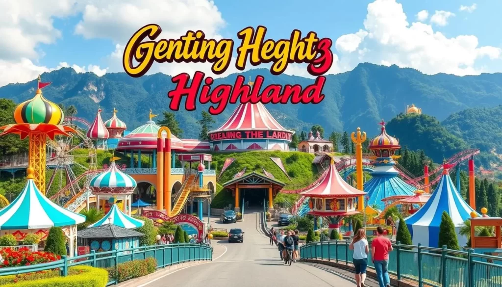 Generate an image of Genting Highlands theme park with thrilling rides and attractions.