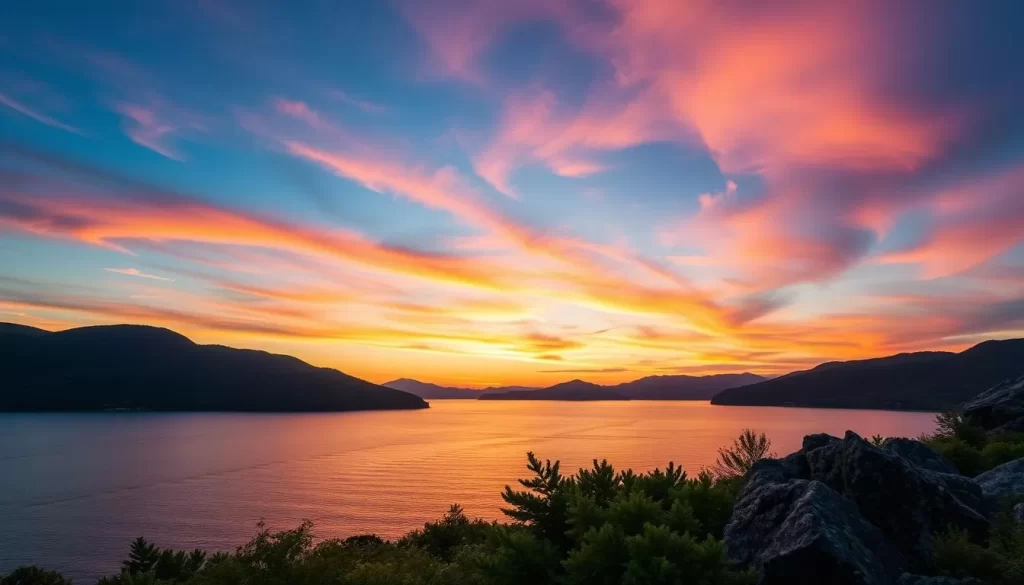 Generate an image of Giresun Island's eastern shoreline during sunrise.