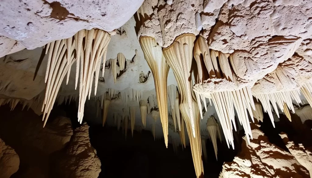 Generate an image of Grotte La Merveilleuse's stunning stalactite and stalagmite formations.