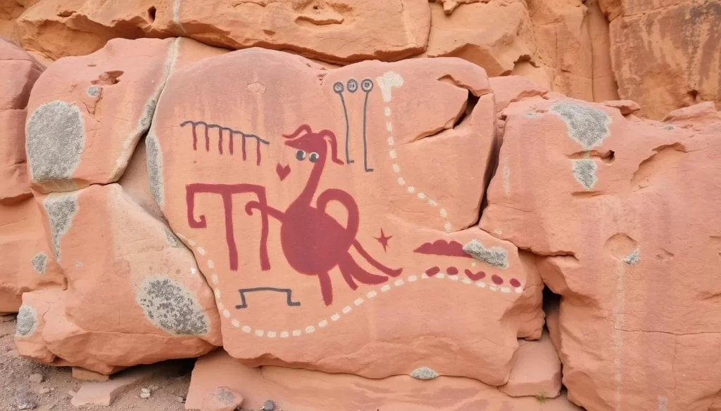 Generate an image of Horseshoe Canyon's ancient rock art