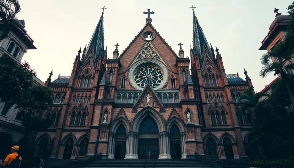 Generate an image of Jakarta Cathedral, showcasing its beautiful neo-Gothic architecture and historic significance.