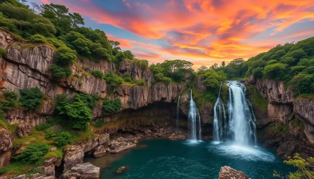 Generate an image of Jeongbang Waterfall