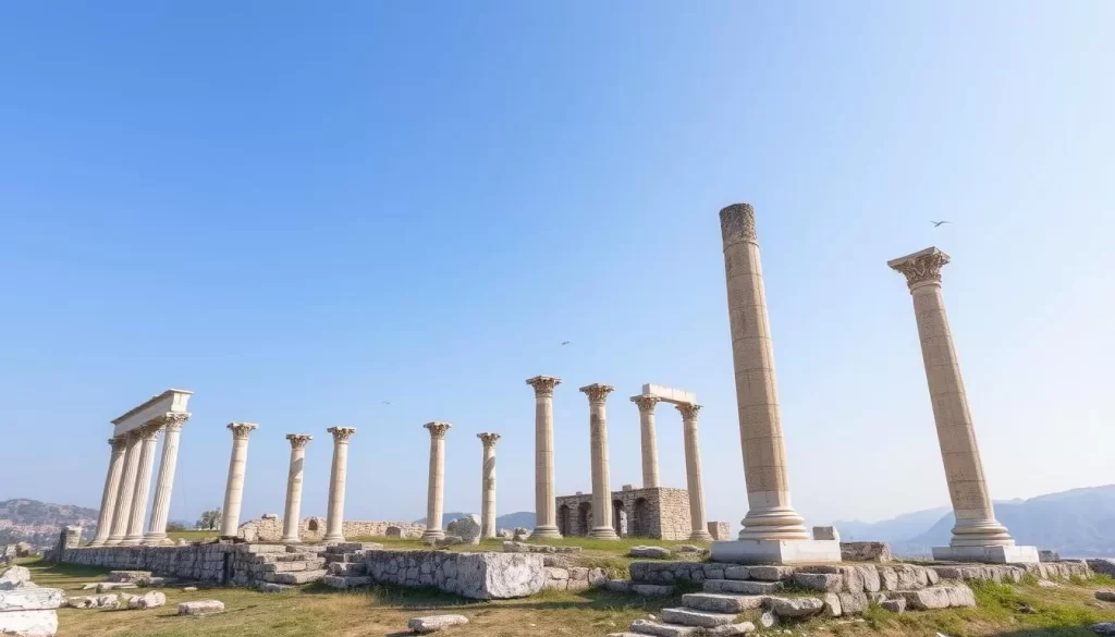 Generate an image of Kayaköy, capturing its haunting beauty and historical significance.