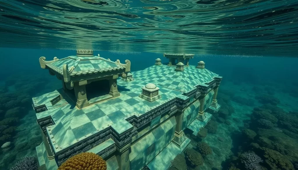 Generate an image of King Munmu's underwater tomb off the coast of Gyeongju.