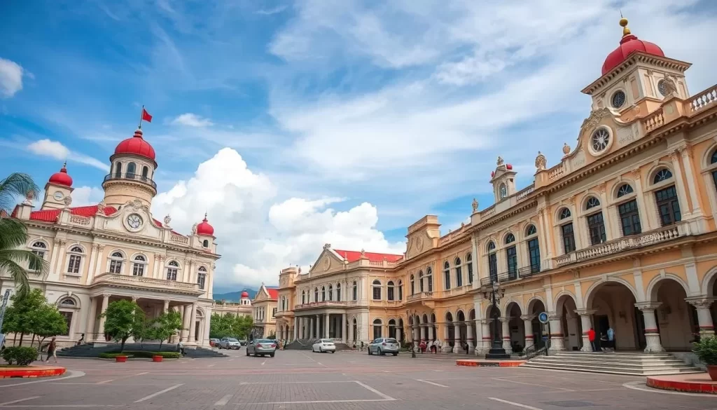 Generate an image of Kota Bharu's Cultural Zone, featuring its museums and historical buildings.