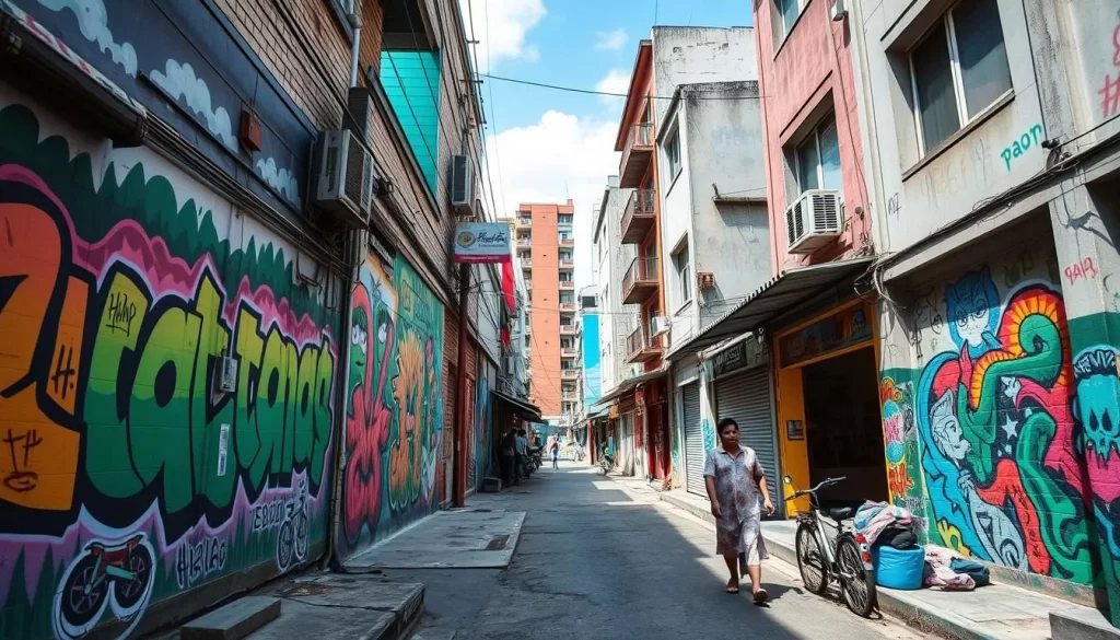 Generate an image of Kota Bharu's vibrant street art scene